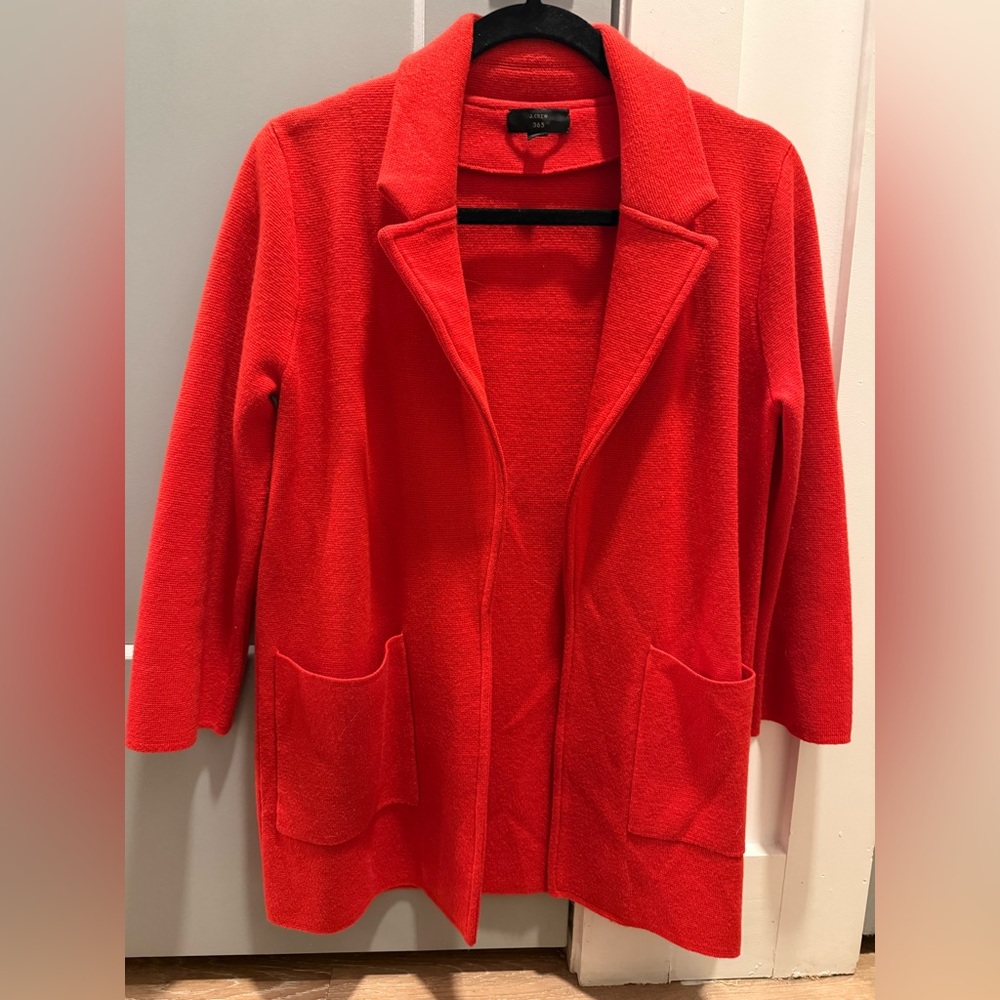 Jcrew 365 Vibrant Red Open Front Cardigan